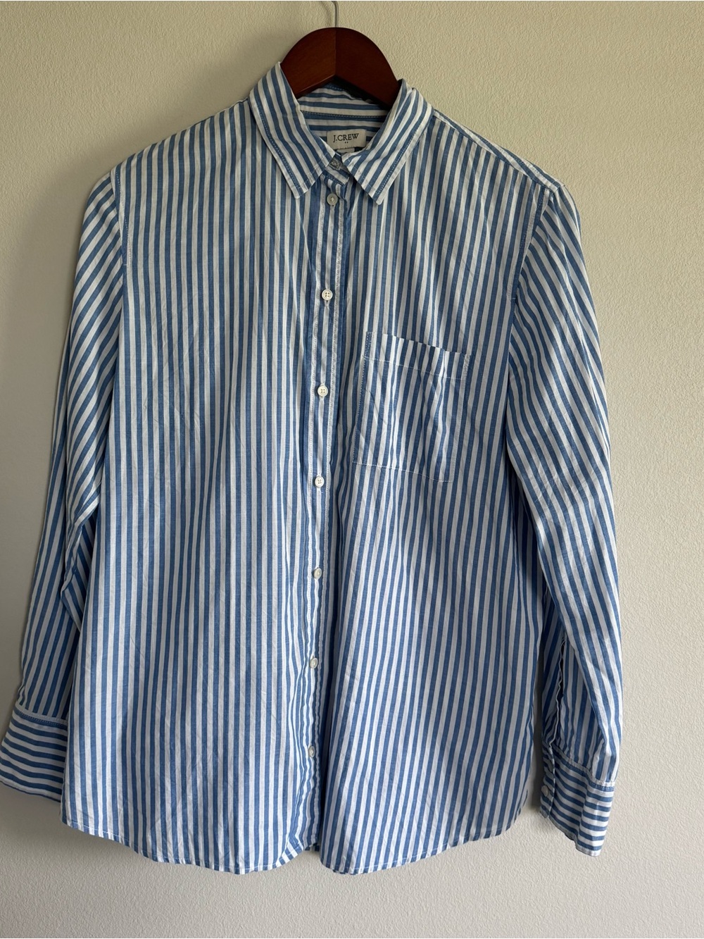 J.Crew Blue & White Vertical Striped Cotton Button Down Shirt Small Capsule - Picture 2 of 7